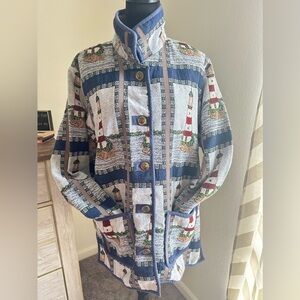 Vintage Blair Collared Lighthouse Blanket Jacket size XL